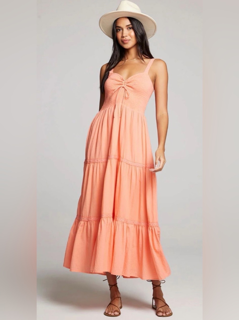 Saltwater Luxe Women’s Harbor Midi Dress in Apricot Small NWT 100% Cotton